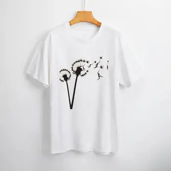 2023 Весенне-летняя Женская футболка, Модная Забавная Футболка с изображением Людей-Одуванчиков, необычные футболки для Женщин, Свежая Цветущая Одежда