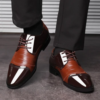 Мужская кожаная обувь в корейском стиле, большие размеры, обувь на шнуровке с толстой подошвой, осенняя удобная нескользящая обувь Sapatos Masculino