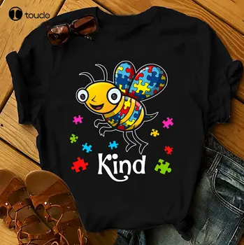 Bee Kind - Футболки с аутизмом, мужские Женские футболки на день рождения, летние топы, пляжные футболки, женские футболки Xs-5Xl, подарок на заказ, новинка