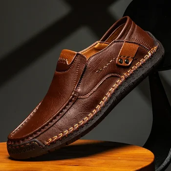 Новые Кожаные Мужские Повседневные туфли Большого размера Ручной работы Zapatos Para Hombres, Мужские Мокасины, Дышащие Мужские Лоферы, Корзины Hommes