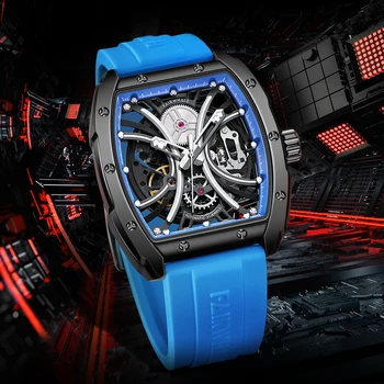 FAIRWHALE Оригинальные механические мужские часы Skeleton Типа Роскошных автоматических мужских часов Резиновые водонепроницаемые часы reloj hombre
