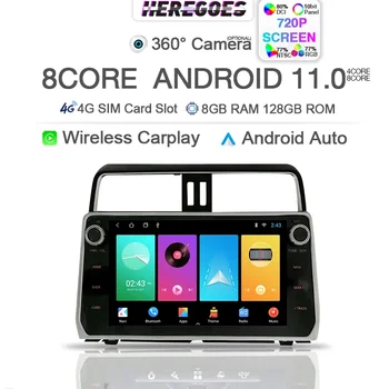 Carplay 720P Android 11,0 Автомобильный DVD-плеер Для Toyota Land cruiser Prado 150 2018 2019 2020 4G LTE Навигация GPS Радио Стерео DSP