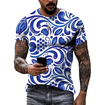 Летние модные футболки с графическим рисунком в национальном стиле в стиле ретро для унисекс с 3D-печатью, футболки в уличном стиле, повседневные топы оверсайз с круглым вырезом