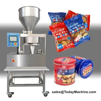Автоматическая машина для розлива рисовых сахарно-солевых гранул в объемные стаканчики.