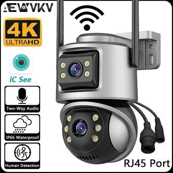 8-Мегапиксельная IP-камера 4K PTZ Wifi с двойным объективом для защиты от искусственного интеллекта, наружная водонепроницаемая камера ночного видеонаблюдения