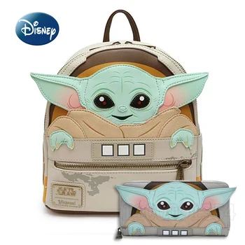 Новый мини-рюкзак Disney Yoda, роскошный бренд, комплект из 2 предметов, оригинальный женский рюкзак, детский рюкзак с 3D рисунком, высокое качество