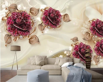 beibehang Креативные стерео персонализированные обои из шелковой ткани 3D европейская роскошь элегантные ювелирные изделия цветок ТВ фон папье-маше