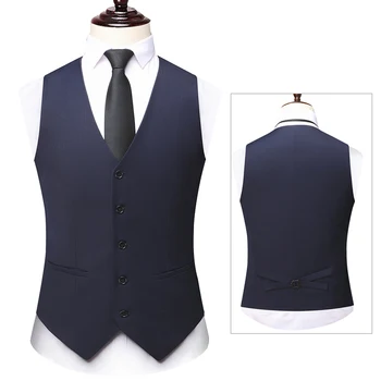 Мужской строгий костюм, приталенный классический однобортный жилет, высококачественная роскошная одежда, синие мужские спортивные жилеты