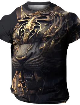 Винтажная мужская футболка с изображением Короля Льва и 3D принтом, модные летние повседневные топы с коротким рукавом, ретро футболка, одежда оверсайз, уличная одежда
