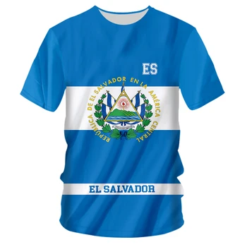 Футболка с 3D-печатью Сальвадора, футболка с флагом Испанской Республики, фото одежды, мужской топ с большим синим флагом
