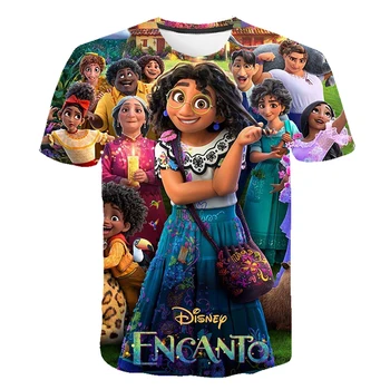 Футболка Disney Encanto, красивая женская футболка Mirabel Princess Encanto, летний 3D костюм, одежда для вечеринки для девочек, День рождения