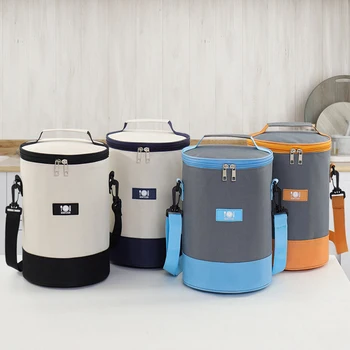 Портативные круглые термосумки для ланча, ручные сумки, студенческий офис, изолированный холодильник, контейнер для еды с плечевым ремнем