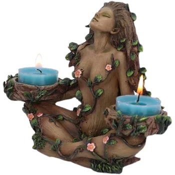 Лесной защитник, Подсвечник естественного баланса, Женский Дух Дерева, Маленькая свеча, Подсвечник, украшение для подсвечника, подарок