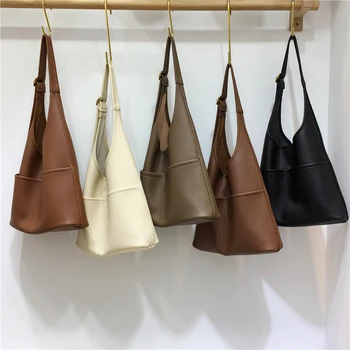 Женская сумка-тоут, модная Простая Универсальная сумка из мягкой кожи на одно плечо, Корейская Композитная сумка для пригородных поездок большой емкости