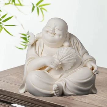Керамическая статуя Белого Смеющегося Будды, китайские статуи Будды, Домашняя комната, офис, Коллекция статуй Фэн-шуй