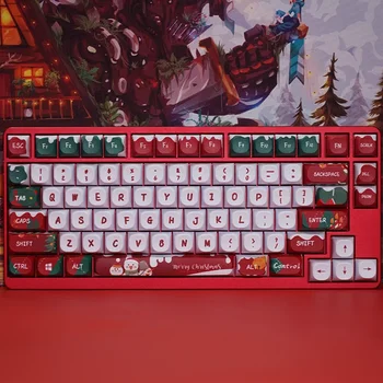 NPKC Merry Christmas Keycaps Kit 144 Клавиши MA Keycap для Механической клавиатуры Caps PBT Зеленый Красный Краситель-sub DIY Home Office Decor