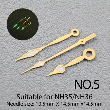 Аксессуары для часов, черный, красный, серебряный указатель, стрелки NH35, зеленый, синий, светящийся, подходит для часовых механизмов NH35 / NH36, детали для часов № 5