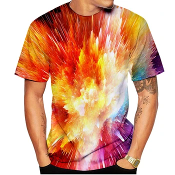 2023 Психоделическая футболка Dizzy с 3D-принтом, мужская цветная футболка, повседневная футболка с фейерверком с коротким рукавом, топ-футболка