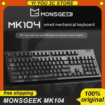 Monsgeek Mk104 Проводная Светящаяся Rgb Механическая Клавиатура Полноразмерная Для киберспортивных игр Pbt Doubleshot Keycaps Подходит Для Офисного Подарка