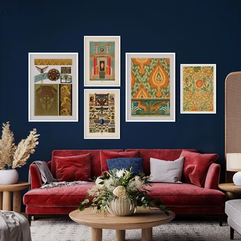Плакаты с орнаментом Уильяма Морриса, настенное искусство, восточно-богемный принт, картины на холсте, египетские рисунки для декора спальни