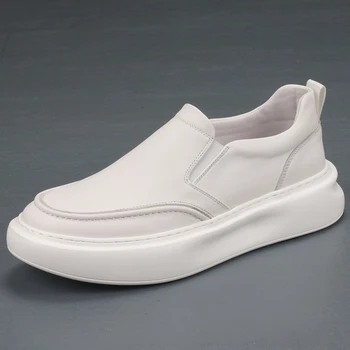 Новые повседневные маленькие белые туфли из кожи, модный простой тренд, все в тон плоской удобной обуви