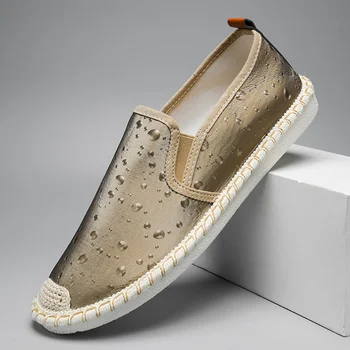 Классическая роскошная обувь из ткани Ice Silk, мужские балетки, водонепроницаемые летние лоферы, Мужская Повседневная обувь, Дышащая обувь для вождения в рыбацком стиле