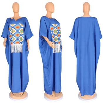 Африканские Платья Для Женщин Дашики, Макси-Платье С Кисточками, Мусульманская Мода, Абая, Рукав 