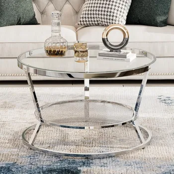 Чайные и кофейные столики для гостиной, стулья, круглый журнальный столик, Хромированная отделка торцов столов, мебель, Центральный стол, Обеденный салон