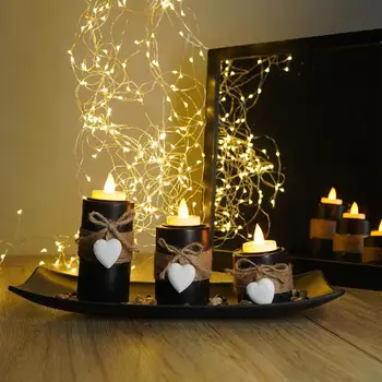 Черный подсвечник, набор из 3 винтажных подсвечников в виде сердца, декор для романтических свечей, деревянные принадлежности для дома