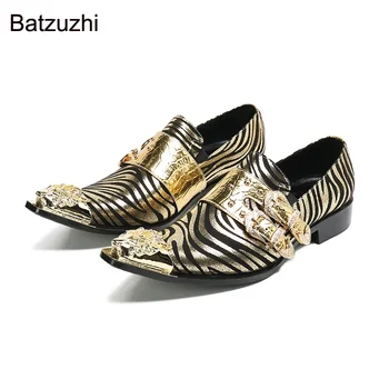 Мужская обувь Ручной работы Итальянского типа Batzuzhi, Кожаные модельные туфли с Золотым поясом для Мужчин, Свадебные туфли и вечерние Zapatos Hombre, 38-47