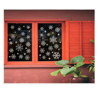 Новогодние обои Рождественская Наклейка на окно в виде Снежинки, Электростатические наклейки на стены, наклейки для декора стеклянных дверей в виде снежинки