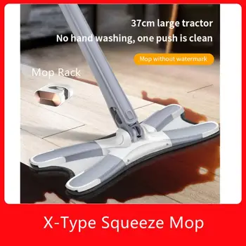 X-Type Squeeze Mop 6шт Многоразовых Подушечек Из Микрофибры 360 Градусов Плоская Швабра Для Пола Дома Заменяет Ручную Стирку Бытовых Чистящих Средств