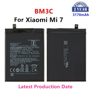 100% Оригинальный аккумулятор BM3C емкостью 3070 мАч для Xiaomi 7 Mi 7 Mi7 BM3C Высококачественные сменные батарейки для телефона