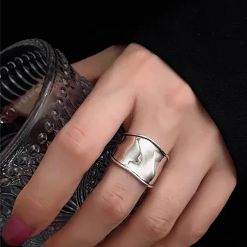 VENTFILLE, серебро 925 пробы, неправильной формы, широкое кольцо для женщин, девушки, крутые модные украшения в стиле панк, винтаж, подарок на День рождения, прямая поставка