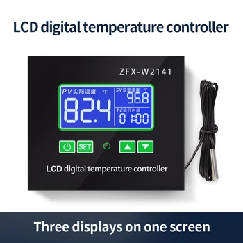 Цифровой светодиодный термостат переменного тока 220 В, регулятор температуры инкубационного нагрева и охлаждения, реле времени, реле управления ZFX-W2141