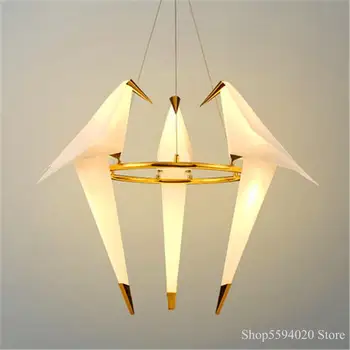 Современные светодиодные подвесные светильники Bird, светодиодная подставка для торшера для гостиной, Подвесной светильник Origami Crane Bird, Подвесные светильники, Подвесной светильник