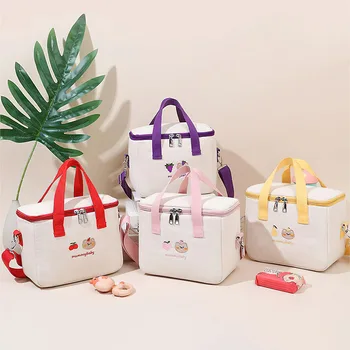 Женская Милая сумка для ланча, Холщовая сумка-холодильник для девочек, Термос из алюминиевой фольги, коробка для еды, контейнер для семейного школьного пикника