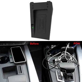 15 Вт Автомобильная Беспроводная Зарядная Панель для Audi A4 A4L B9 8 Вт S4 2016 ~ 2022 Телефон Быстрая Зарядная Станция iPhone 2017 2018 2019 2020 2021
