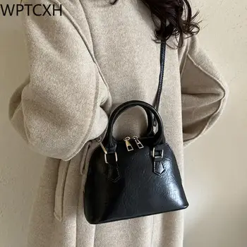 Женская сумка 2024 года, новая ретро-женская сумка-ракушка, нишевый дизайн, сумка через одно плечо, модные кожаные универсальные сумки через плечо