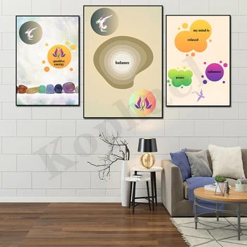 Баланс ума Положительная Энергия Мое Сердце Релакс Медитация Йога Вдохновляющая цитата Логотип Домашний Декор стен Художественный плакат