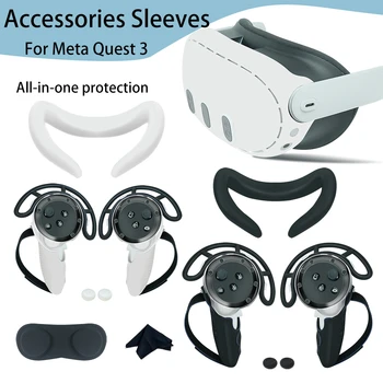 Комплектный аксессуар виртуальной реальности 6в1 для гарнитуры Meta Quest3, рукоятка контроллера, силиконовый чехол, маска для лица, защитная пленка для линз, коромысло