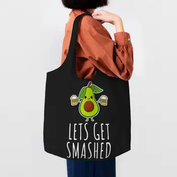 Многоразовая сумка для покупок из авокадо, холщовая сумка-тоут, моющиеся Фрукты, Веганские продукты, сумки для покупок, сумки