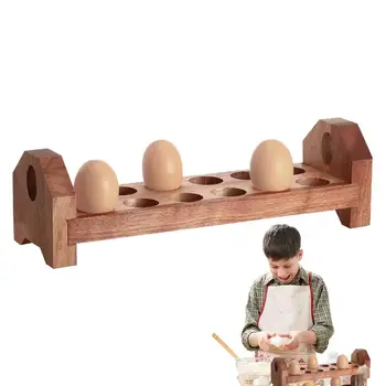 Деревянный держатель для яиц, Бамбуковый стеллаж для хранения яиц, Лоток, Подставка для холодильника, лоток-органайзер для яиц, тарелка для яиц с несколькими отделениями для дома