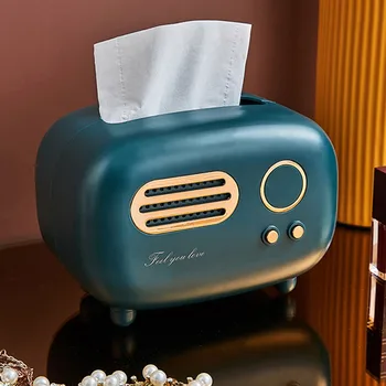 Ретро радиомодель Коробка для салфеток Настольный держатель для бумаги Футляр для салфеток для домашней гостиной Винтажный Диспенсер для хранения салфеток