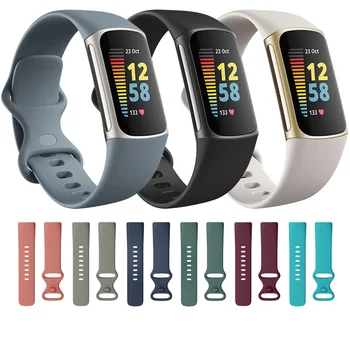 Силиконовый мягкий смарт-браслет Ремешок для наручных часов Fitbit Charge 6/5 Смарт-браслет Ремешок для наручных часов Браслет Спортивный пояс Аксессуары