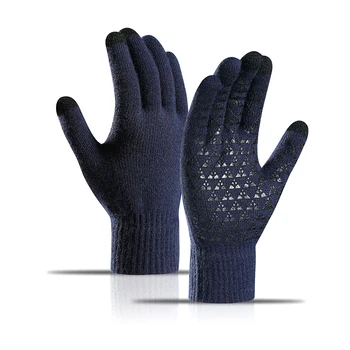 Зимние Вязаные Теплые перчатки Толстые Однотонные Теплые перчатки с сенсорным экраном для верховой езды