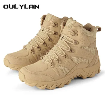 Мужская обувь OULYLAN, тактические военные ботинки для кемпинга, походов, водонепроницаемые ботинки для спасения в пустыне, большой размер