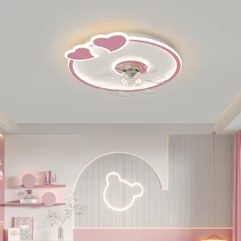 Современный светодиодный потолочный светильник с вентилятором для детской спальни Ventilador De Techo, подходящий для девочек и мальчиков, Цветная подсветка для домашнего кабинета