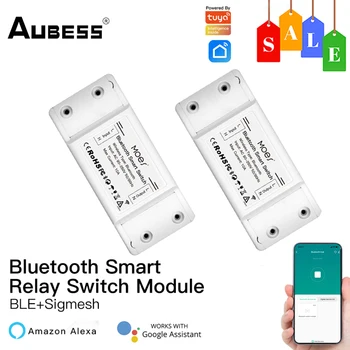 Умный выключатель света Aubess 10A, совместимый с Bluetooth, модуль Интеллектуального реле DIY, Таймер Голосового управления, Работает С Alexa / Google Home / APP