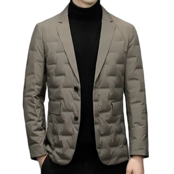 Новое поступление 2024 года, зимние куртки на 90% белом утином пуху для мужчин, мужское теплое утепленное пальто-блейзер, 22056
